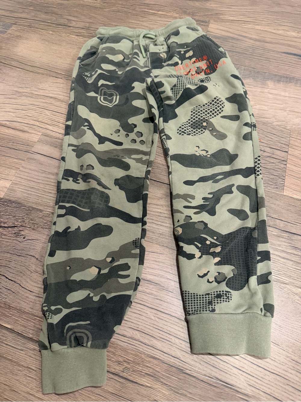 Kids Olive Green Camo Jogger Sweatpants
